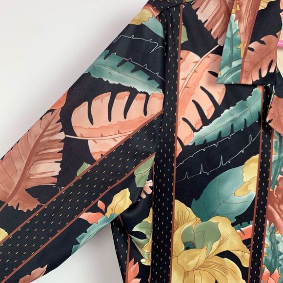 Vintage 70s Village Fair Abstract Floral Slick Button Up Shirt Bust 42" - Picture 2 of 6